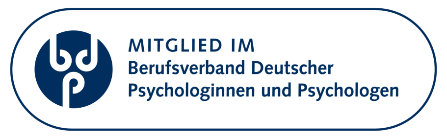 Logo des Berufsverbands Deutscher Psychologinnen und Psychologen mit Mitgliedsbezeichnung.